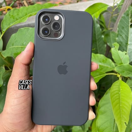 Premium Original Silicone Case with Camera Frame for iPhone 12 Series-iPhone 12 Mini / Grey