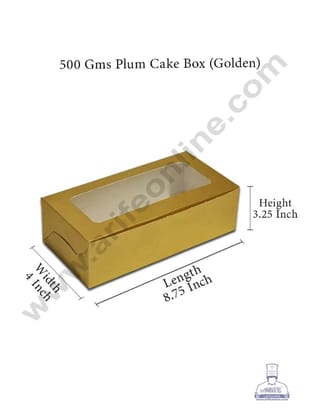 Cake Decor Golden Plum Cake Box Clear Window, Plum Carriers - Medium ( 10 Pcs Pack )