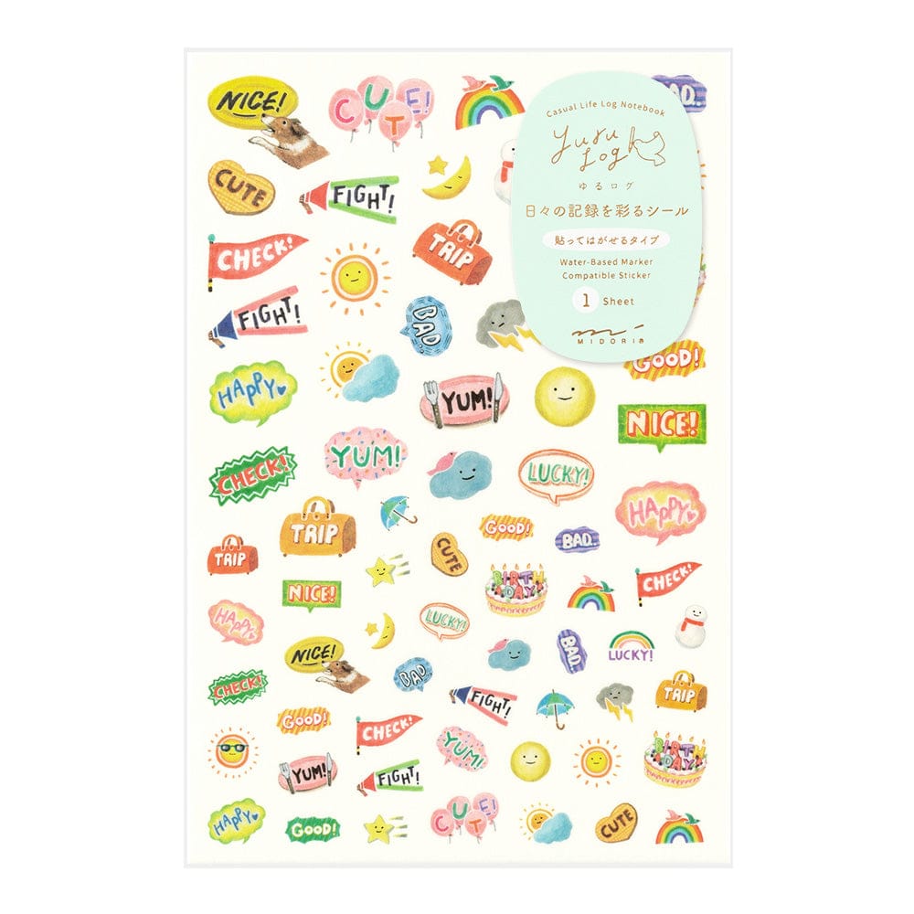 MIDORI Yuru Log Sticker 1 Sheet Feeling