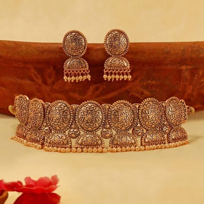 Rose Gold-Plated Choker Jewellery Set