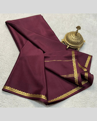 Maroon Color Mysore Silk Saree For Women's With Blouse Piece