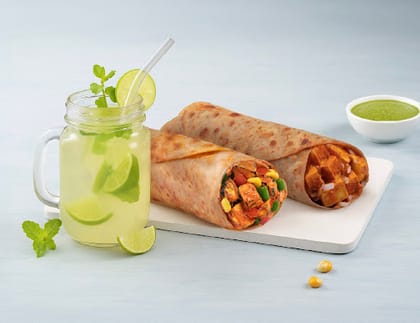 Butter Paneer Mini Roll + Bhuna Paneer Mini Roll + Lemonade