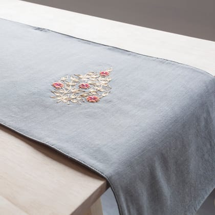 Grey Chanderi Table Runner