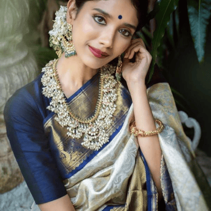 Kala Niketan Archaic Traditional kanchi Soft Silk Sari With Attached Blouse