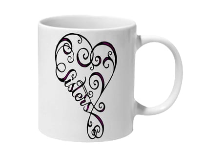 Multicolor Heart Sister Ceramic Mug