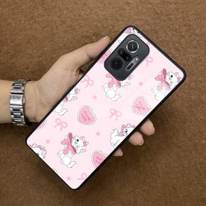Cute Kitty Bliss Glass Case Cover For Redmi/Xiaomi-Redmi Note 10 Pro / Redmi Note 10 Pro Max