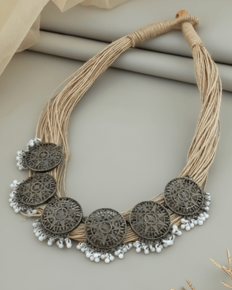 Kritika Beige Jute Necklace