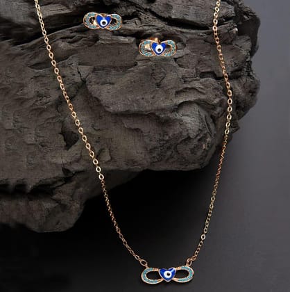 Gold Plated CZ American Diamond  Blue Enamel Heart With Infi