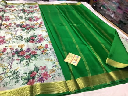 Pure Mysore Printed crepe silk sarees