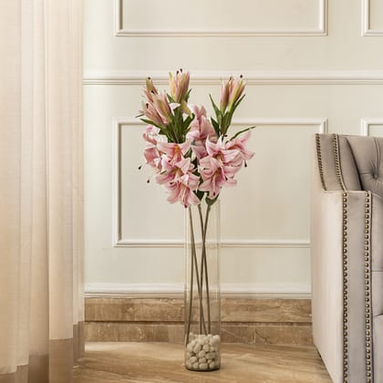 Flourishing Elegance Lily Artificial Flower - Pink (Single Stem Only)-Available / PVC / Height - 38 Inches