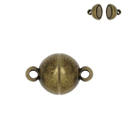 Metal Brass Magnetic Clasps (Pack of 5 pieces) 11x6mm Round Antique Bronze Color For Jewellery Making-5 Pieces