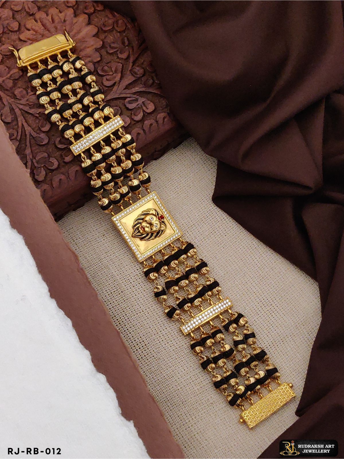 High Quality 5 Line Rudraksh Lion Bracelet For Men  RB-012-8 inch
