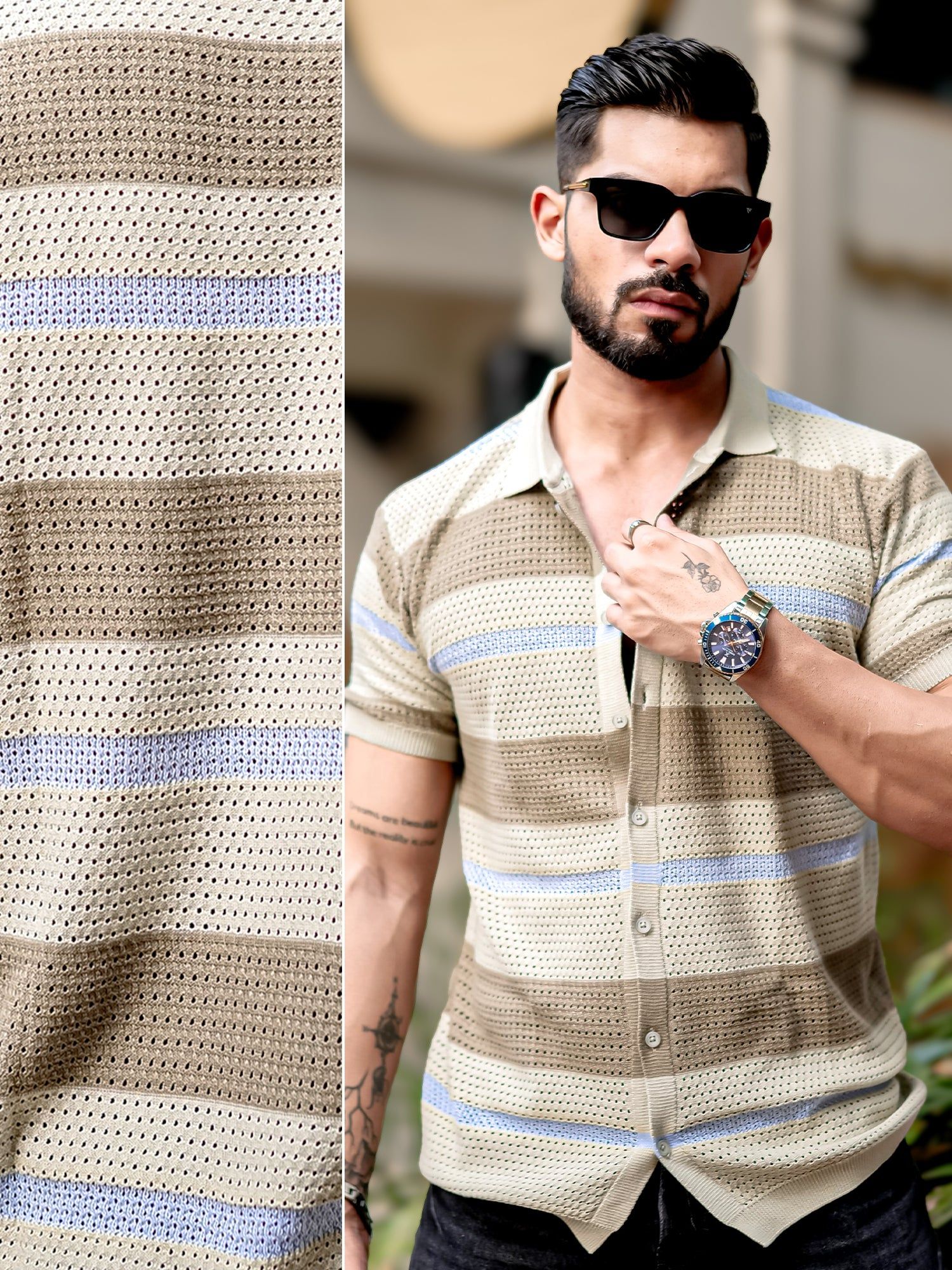 Tricot FlatKnit Cotton Beige Shirt-S / Beige