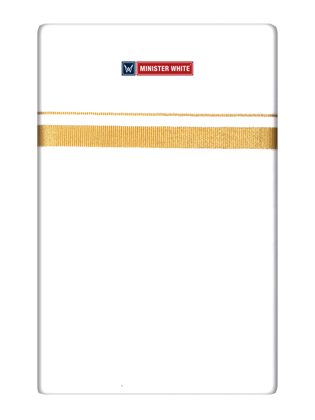 Mens Cotton White Double Layered Dhoti with 1/2" Gold Jari Border - Glow 1/2-4Mtr