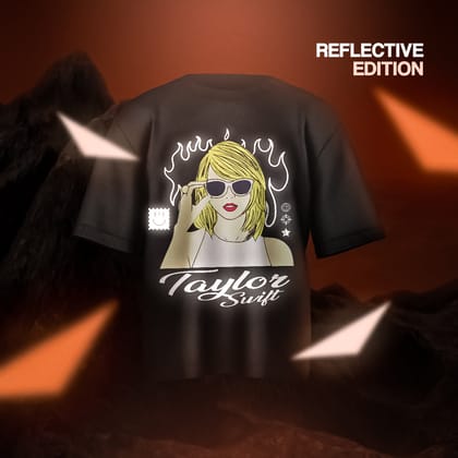Taylor Swift Designed Oversized Reflective T-shirt-XS