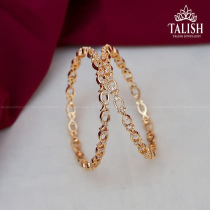 Elegant Gold-Plated Chain Link Bangles - Set of 2-2'4"