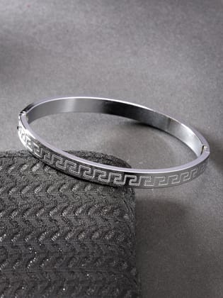NVR Men Silver-Plated Stainless Steel Kada Bracelet-Silver / Male / Adults
