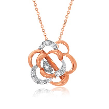 Senco Gold Treasure Love Diamond Pendant (1.4 gram / 0.21 Ct / HI-SI / 14K Rose Gold)