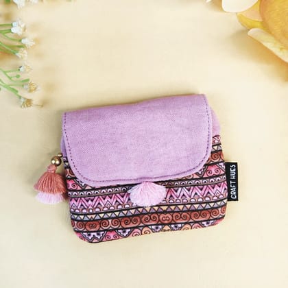 MINI FLAP WALLET- PINK AZTEC