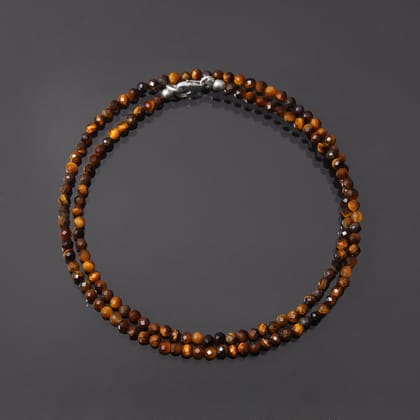 Micro-Faceted Tiger Eye Beaded Necklace - Gift for Her-18 Inches