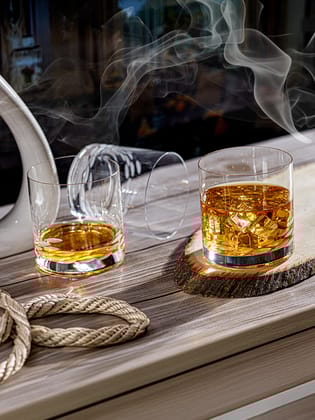 Cutwork Enigma Whiskey Glass-Set Of 2