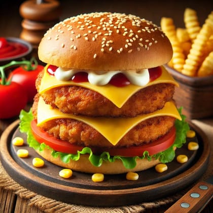 Double Patty Corn Cheese Patty Burger