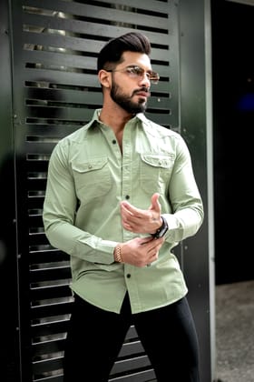 SEA GREEN DOUBLE POCKET MEN RFD SHIRT-M-38