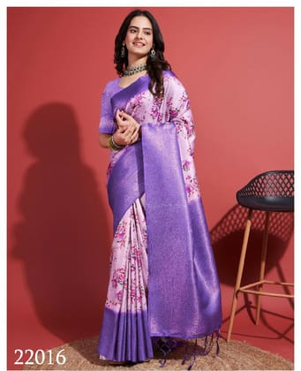 Whisper of Elegance: Soft Digital Printed Saree in Purple-Purple