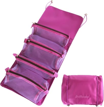 Foldable Make up Pouch for Makeup Accessories, Storage Bag for Cosmetics (Purple)-Purple