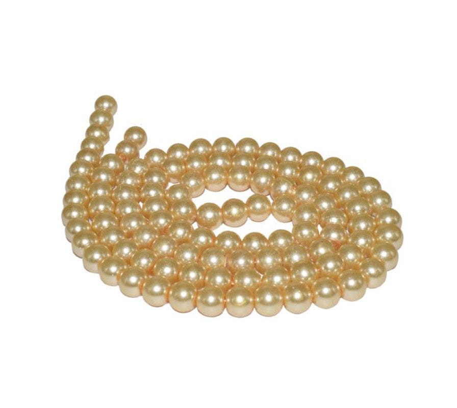 Glass Pearl Beads, 6mm, Round, Gold , BWGP-034-Per Packet of 2 String (160 Pcs) / 6 MM