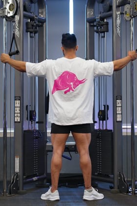 Signature Magenta Bull Oversized T-shirt (White)-S