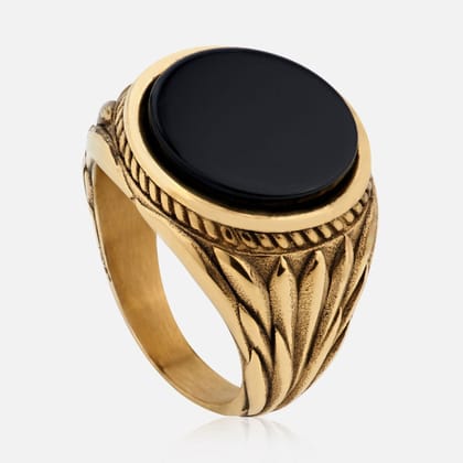 WREATH ONYX RING (GOLD)-S