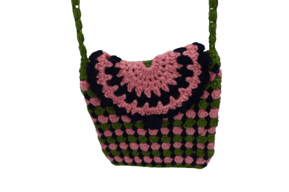 SARAS Aajeevika, Handwoven | woolen Sling Bag | SHG Product | Himachal Pradesh | Stylish & Durable | Daily Use & Travel | Green & Pink