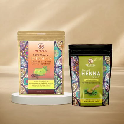 Natural Henna Powder & Herbal Hair Mask Combo-in