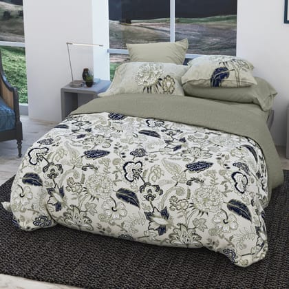 Eden Garden - 200TC King Size Pure Cotton Digital Printed BedSheet-KING / GREEN