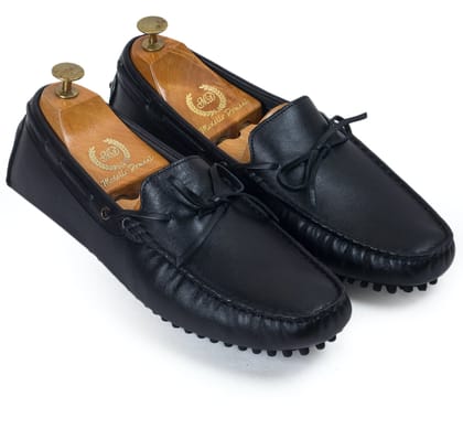 Gommino Leather Bow Loafers (Black)-EU 44 / UK 10 / Black