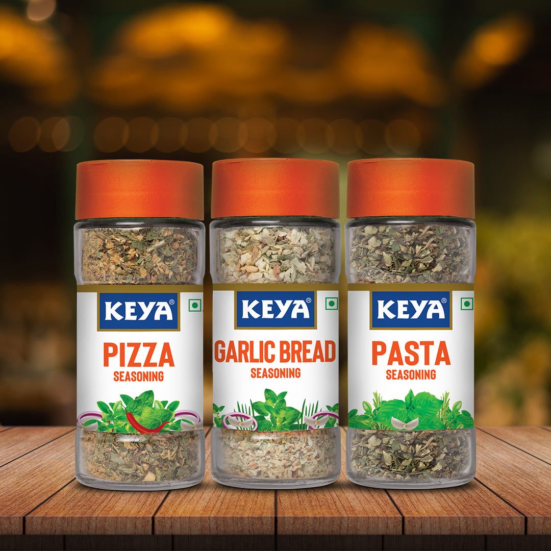Keya Seasoning Combo| Keya Garlic Bread Seasoning 50g, Keya Pasta Seasoning 45g, Keya Pizza Seasoning 45| Pack of 3