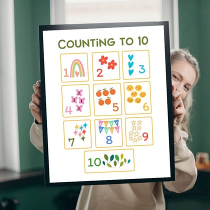 Counting To 10 Wood Print Nursery Wall Art-12 X 16 Inches / Pinewood