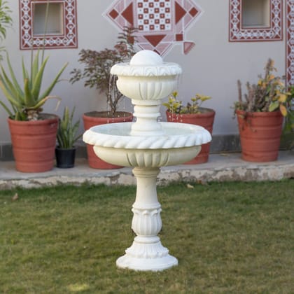 Marble Fountain, White Marble Carving - Handicraft Bazaar-Standard / Marble