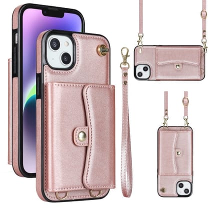 Elegant Wallet Style Lanyard Case-iPhone 15
