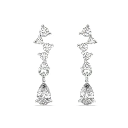 Classic zirconia asymmetry stud earring set-Rhodium plated