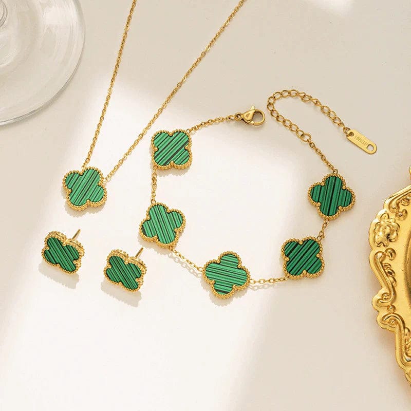 GreenLuxe Clover Jewellery Set (Anti-Tarnish)