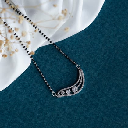 Infinity Gleam Rhodium Mangalsutra-White / Rhodium / 18"