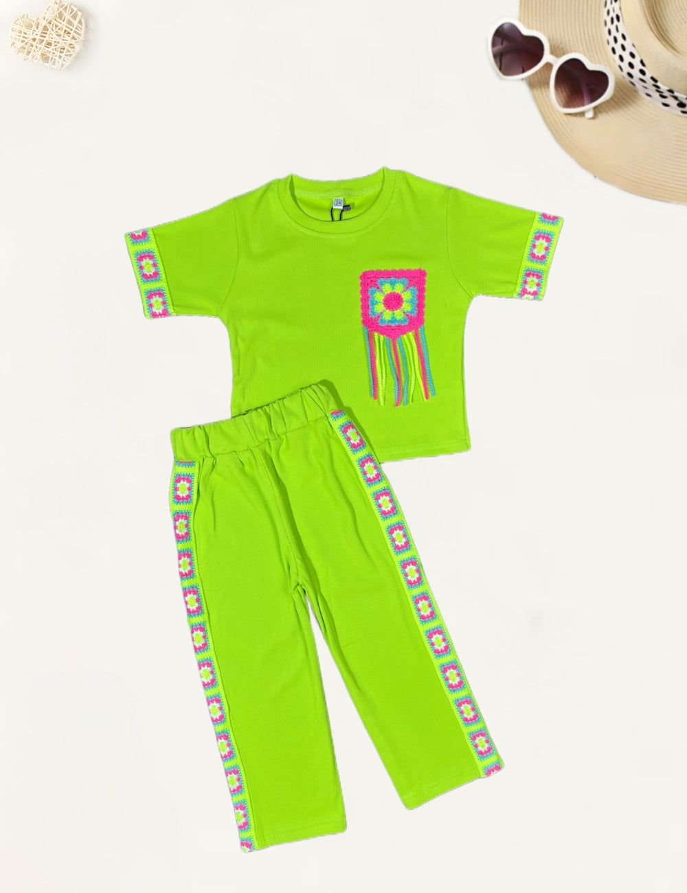 Girl's Causal Co-Ord Set [GCS-9675] (4-11 Years)-4-5Y (Size - 24) / Ribbed