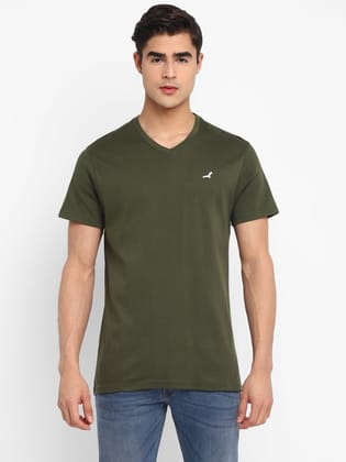 100% Cotton Heavy Duty V Neck T-Shirt (CLEARANCE NO EXCHANGE NO REFUND)-XXL / Olive