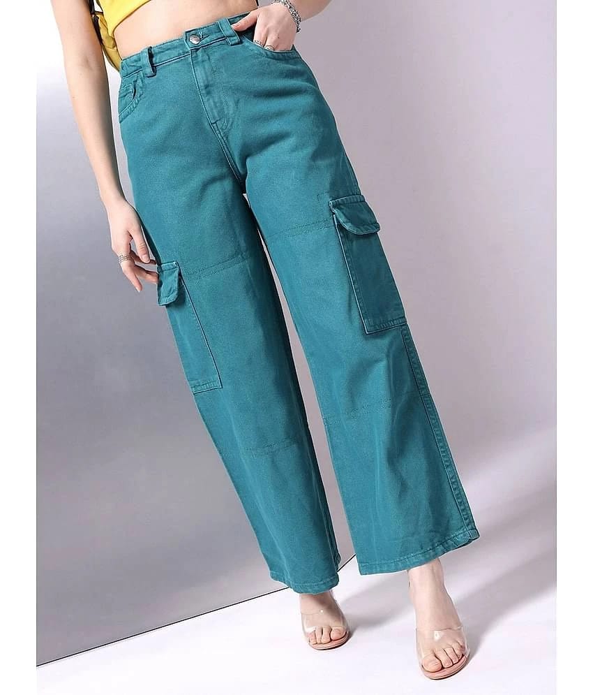 Freehand - Green Cotton Blend Baggy Fit Womens Jeans ( Pack of 1 ) - None