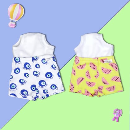 Snugkins Potty Training Shorts for Toddlers, Boys & Girls 100% Cotton - Pack of 2 - EvilEye & Watermelon-Size 1 (1-2 years) / 2