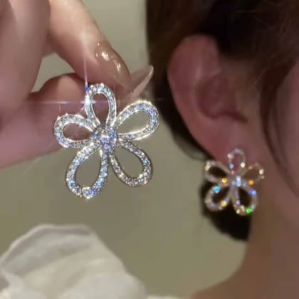 Sparkling Floral Loop Earrings