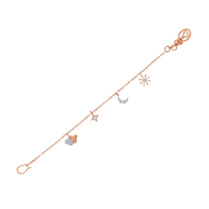 Senco Gold Happy Sky Kids Diamond Bracelet (2.3 gram / 0.19 Ct / HI-SI / 14K Rose Gold)