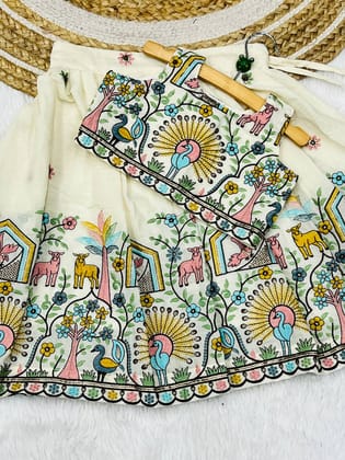 Pleasurable Desirable Pure Cotton Silk Lehengha Choli-Beige / 0-6 Month